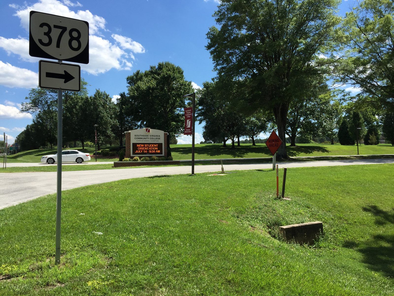 2017-06-26 15 18 09 View west along Virginia State Route 378 (Campus Drive) at Virginia State Route 46 (Christanna Highway) at the Southside Virginia Community College, Christanna Campus in Alberta, Brunswick County, Virginia