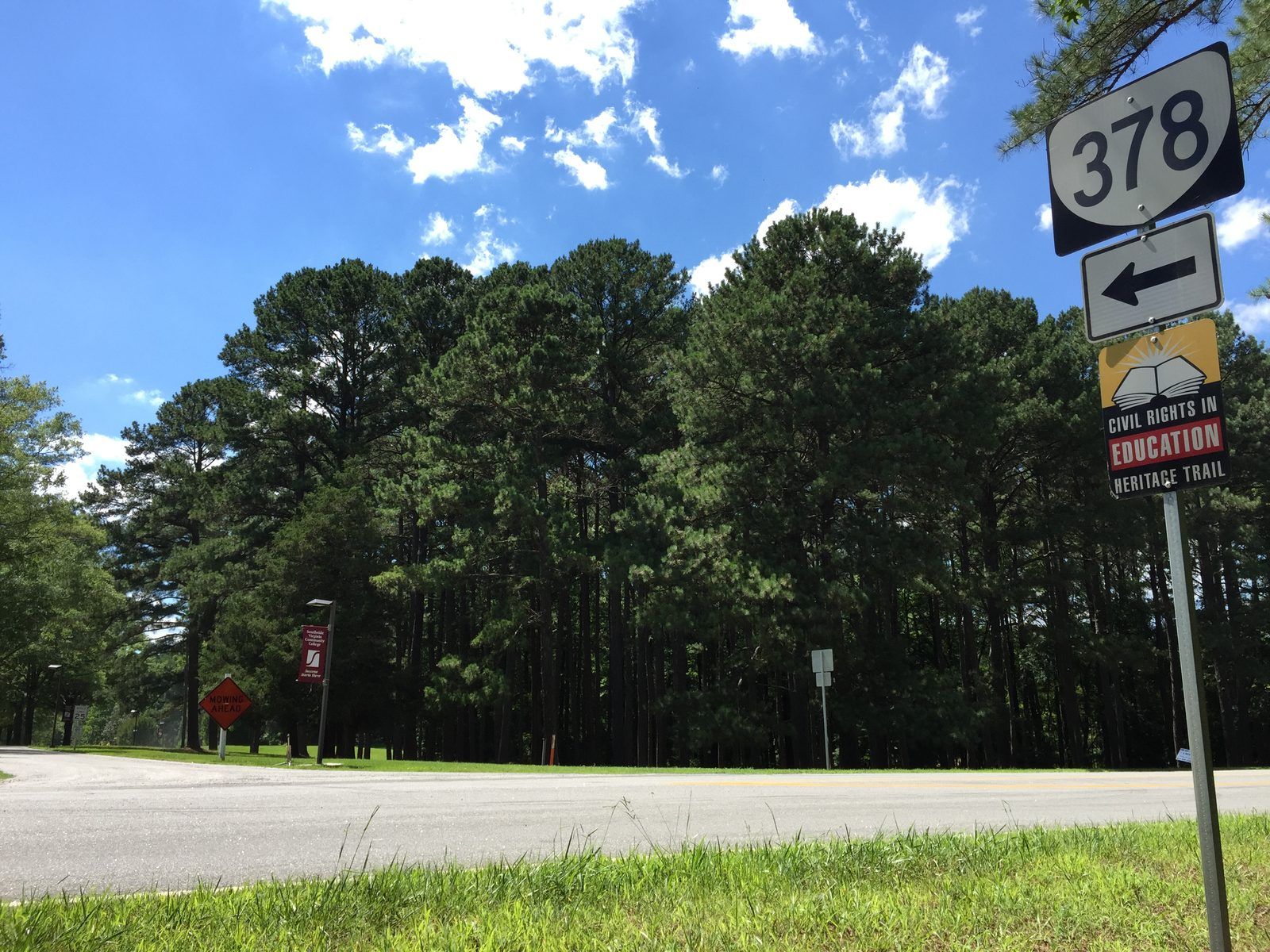 2017-06-26 15 17 38 View west along Virginia State Route 378 (Campus Drive) at Virginia State Route 46 (Christanna Highway) at the Southside Virginia Community College, Christanna Campus in Alberta, Brunswick County, Virginia